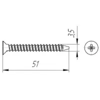 Саморезы пот/г по металлу (мелкая резьба) 3,5x51 оксид (уп 500шт) ведро №3
