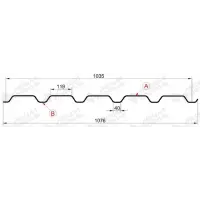 Профнастил "Металлпрофиль" МП-35(Тип), 0.45 мм, PE, RAL ** 1,076 * м2