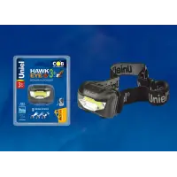 Фонарь налобный Uniel Стандарт «Hawkeye- 3Watt+», пластиковый корпус, 3 Watt LED, 3хААА, черный, S-HL017-C Black