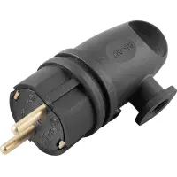 Вилка 16А 250В IP44 черная, с заземлением, угловая, каучук (RPG16-21-442) STEKKER