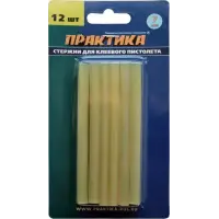 Стержни для клеевого пистолета 7х100мм, 12 шт, ПРАКТИКА, цвет желтый, прозрачный, блистер