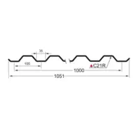 Профнастил С-21(Тип), 0.35 мм (Эконом), PE, RAL ** Stynergy, 1.051 * м2