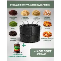 Компостер садовый «Бастион» усиленный, черный (люк черный), 810 л