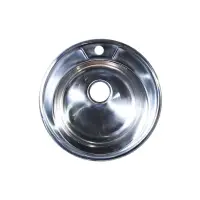 Мойка нержавеющая врезная, круглая, D51 (0,6), выпуск 3 1/2 (ECO), с сифоном, крепежом и уплотнителем (без гофротрубы), глянцевая