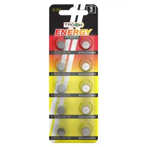Элемент питания LR754, LR48(G5) алкалиновый (уп. блистер 10шт) ТРОФИ ENERGY POWER Button Cell