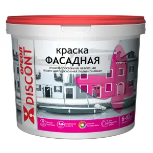Краска ВД фасадная атмосферостойкая белая матовая ОРЕОЛ ДИСКОНТ 6,5 кг 6496