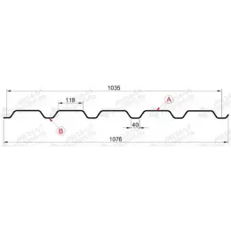 Профнастил "Металлпрофиль" МП-35(Тип), 0.45 мм, PE, RAL ** 1,076 * м2