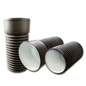 Труба канализационная гофрированная двухстенная FD-Plast D 575/500 с раструбом L-6м, черная SN8