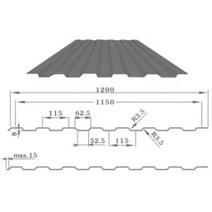 Профнастил С-8(Тип), 0.4 мм, Полиэстер двухсторонний RAL ** 1.2 * м2