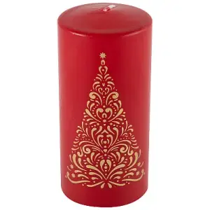 Свеча Deco Christmas Ель 56*120 (золото на бордовом)