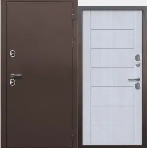 Дверь мет. FERRONI ISOTERMA 860х2050 "Пр" Металл медный антик/астана милки МДФ (с терморазрывом)
