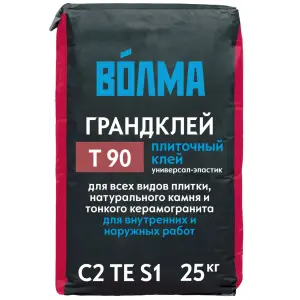 Клей плиточный ВОЛМА-ГРАНДКЛЕЙ Т90 для внутренних и наружных работ 25 кг