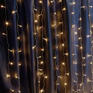 Гирлянда - занавес 230V 160 LED 1,5*1,5м, 2700K, IP44 , сетевой шнур 3м в комплекте, CL18 Feron