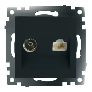 Розетка TV + компьютерная (механизм) СП STEKKER Катрин RJ-45 (GLS00-7106-05) черный