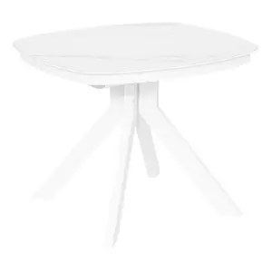Стол Сохо-1С 100х90 (+32), цвет (царга Белый/МДФ+PVC Белый/Whte marble) + нога №111Q белый