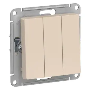 Механизм выключателя трехклавишный СП AtlasDesign 10А IP20 (сх. 1+1+1) 10AX беж. SE ATN000231 Systeme Electric