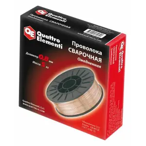 Проволока сварочная омедненная, 0,8 мм, масса 5,0 кг, QUATTRO ELEMENTI