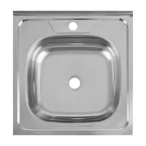 Мойка нержавеющая накладная 50х50 (0,8), выпуск 3 1/2, с сифоном, глянцевая