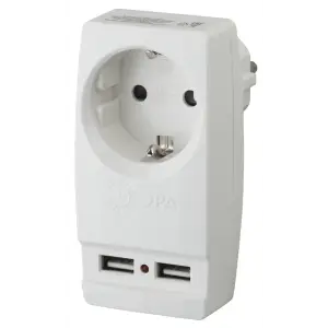 Адаптер с заземлением 1 гнездо 16А белый Китай ЭРА + 2xUSB (SP-1e-USB-W)