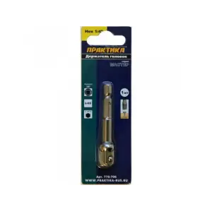 Адаптер 3/8" для головок, длина 65 мм, хвостовик шестигранник 1/4", ПРАКТИКА
