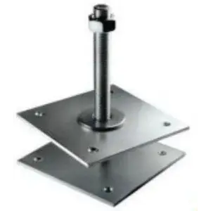 Анкер (Лифт) строительный регулировочный по высоте 150x150x6,0 мм со шпилькой М24 Н=200мм, оцинкованный