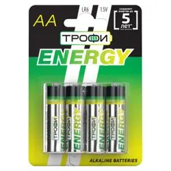 Элемент питания LR6(АА) алкалиновый (уп. блистер 4шт) ТРОФИ ENERGY/ECO