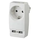 Адаптер с заземлением 1 гнездо 16А белый Китай ЭРА + 2xUSB (SP-1e-USB-W)