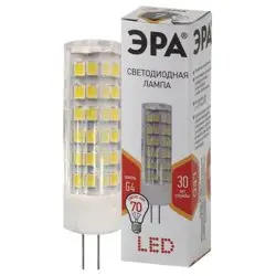 Лампа светодиодная 7Вт G4 220В 2700K 560Лм (желтый) ЭРА JC-7w-220V-corn ceramics-827-G4