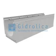 Лоток водоотводный GIDROLICA бетонный коробчатый (СО-200мм), с оцинкованной насадкой КU 100.26,3 (20).28(22,5) - BGU-Z, № 0, арт.14770