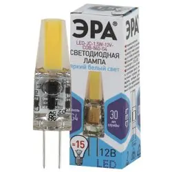 Лампа светодиодная 1,5Вт G4 12В 4000K 80Лм (белый) ЭРА JC-1,5W-12V-COB-840-G4