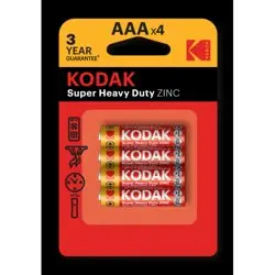 Элемент питания LR03(ААА) алкалиновый 1,5v (уп. блистер 4шт) Kodak SUPER HEAVY DUTY Zinc