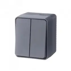 Выключатель двухклавишный ОП AtlasDesign Profi54 IP54 10AX антрацит SE ATN544051